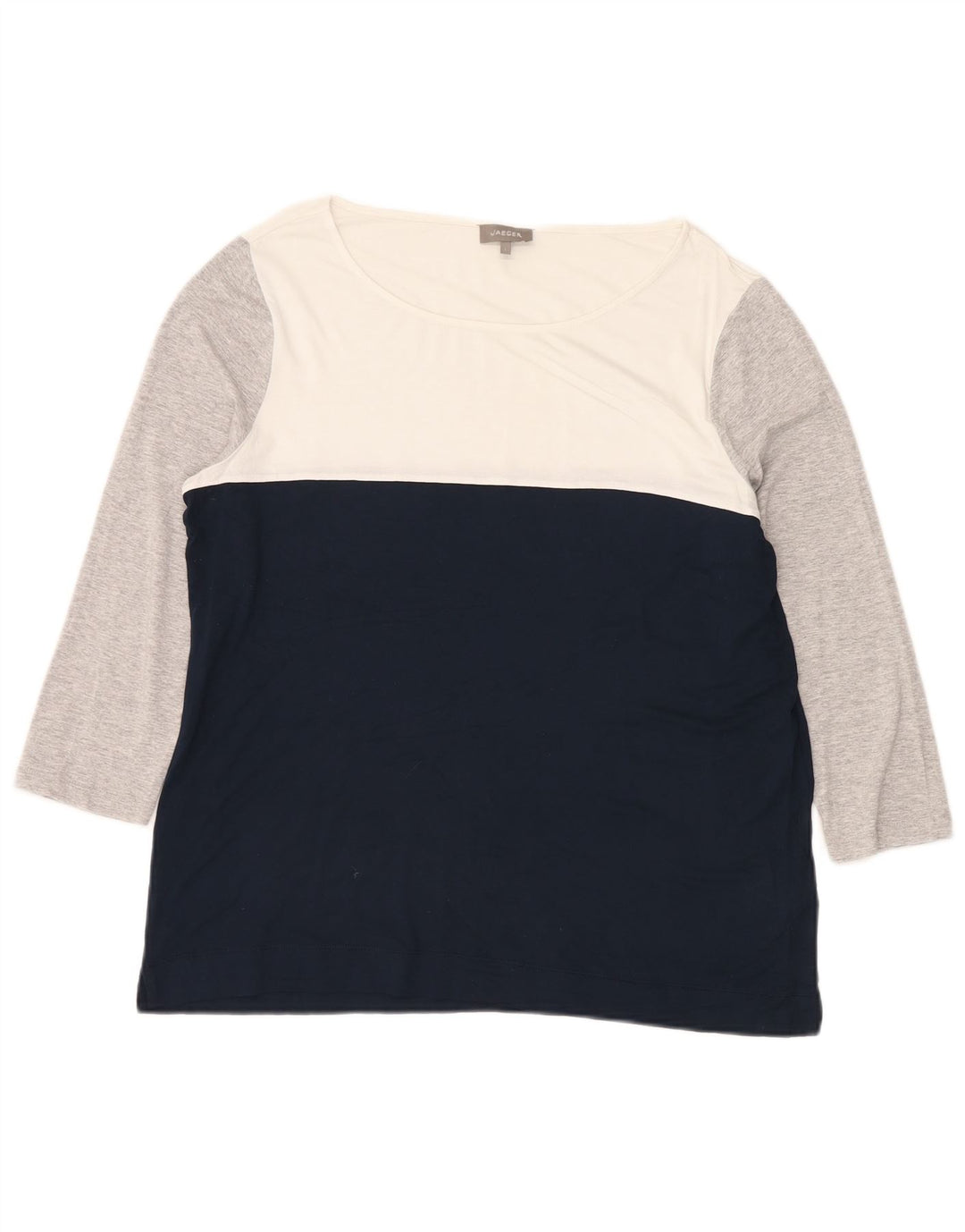 Damski top Jaeger z rękawem 3/4, UK 16, duża, wielokolorowa wiskoza z blokami kolorów