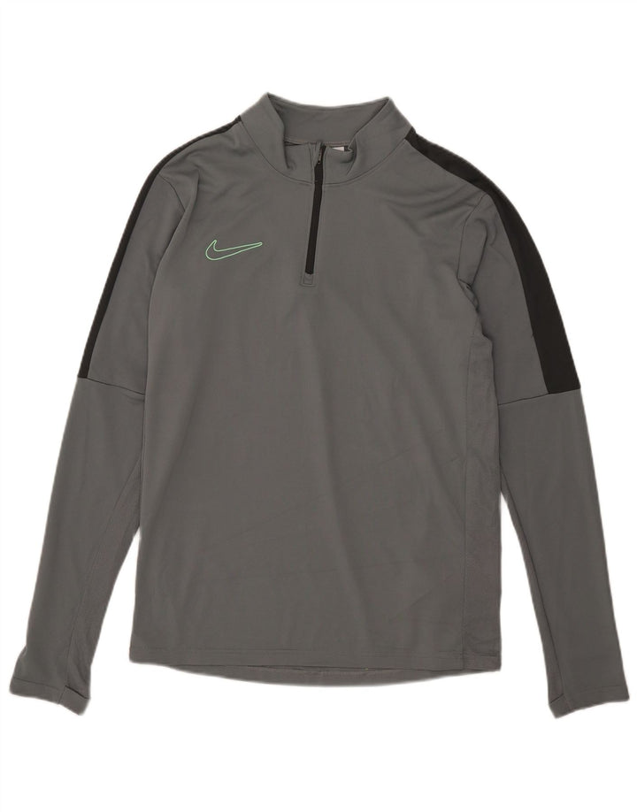 Męski dres Nike Dri Fit z zamkiem błyskawicznym na szyi i małym szarym blokiem kolorów