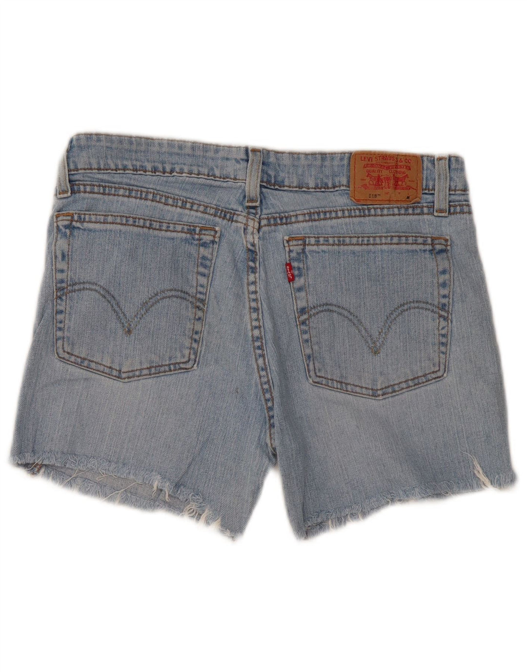 Damskie spodenki jeansowe Levi's 518 Super Low Medium W32, niebieska bawełna