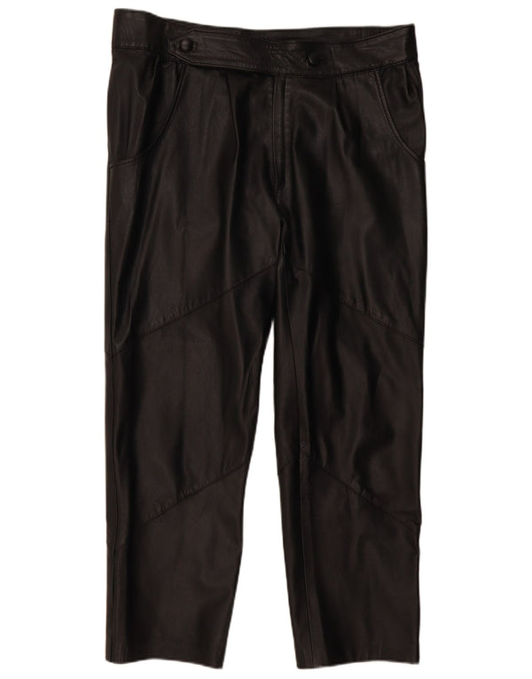 Proste skórzane spodnie damskie VINTAGE IT 50 Large W38 L29 Black