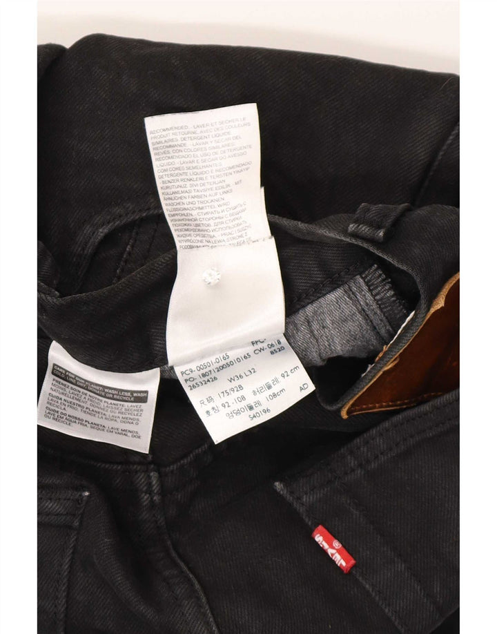 Męskie proste dżinsy Levi's W36 L32 Czarna bawełna