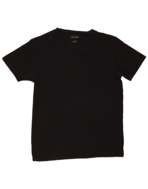 Męska koszulka slim fit z krótkim rękawem Massimo Dutti, średnia czarna