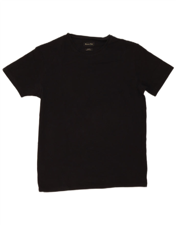 Męska koszulka slim fit z krótkim rękawem Massimo Dutti, średnia czarna