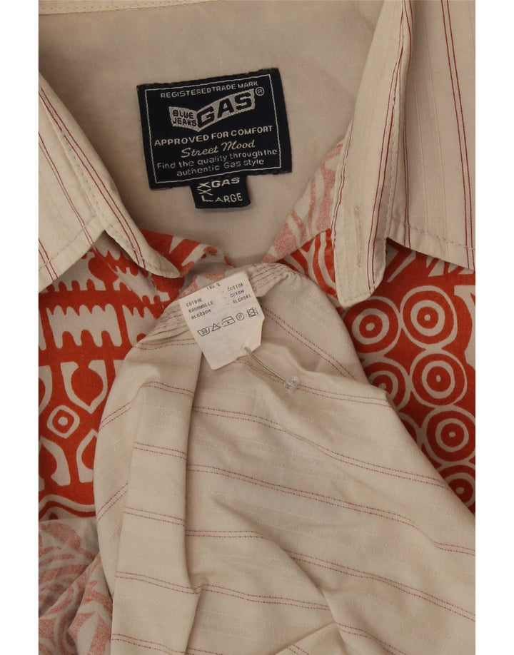 Koszula męska z krótkim rękawem Gas, 2XL, pomarańczowa, patchworkowa, bawełniana