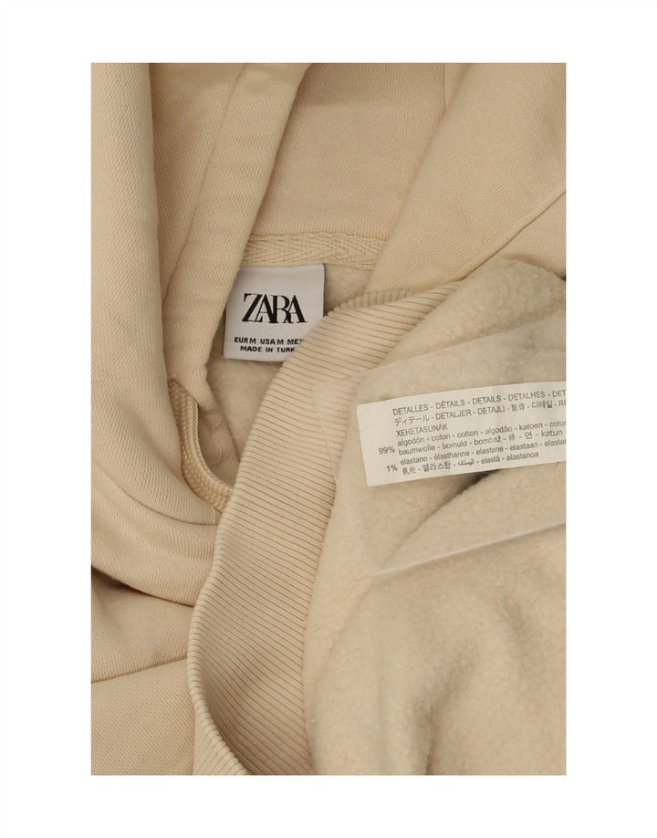 ZARA Womens Oversized Hoodie Jumper UK 14 Medium Beige Cotton Vintage Zara and Second-Hand Zara from Messina Hembry 