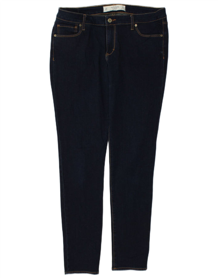 Jeansy Skinny Damskie ABERCROMBIE & FITCH US 12 Duże W31 L31 Granatowe