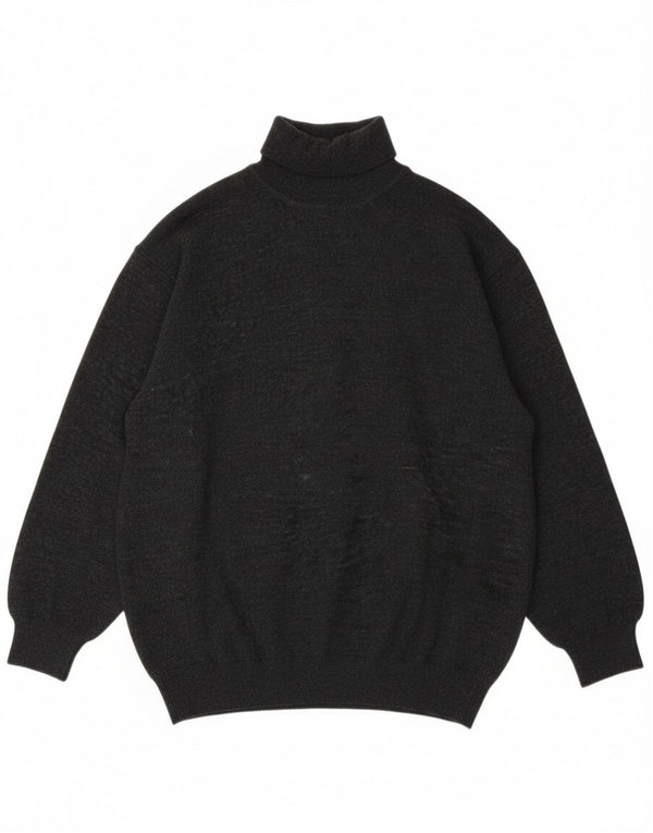 Vintage Womens Roll Neck Jumper Sweater UK 18 XL Grey Merino Wool