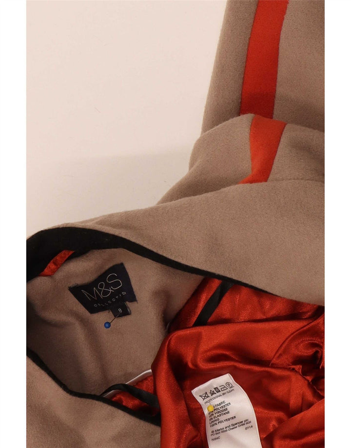 Marks & Spencer Damski płaszcz otwarty UK 8, mały, beżowy, poliester z blokami kolorów