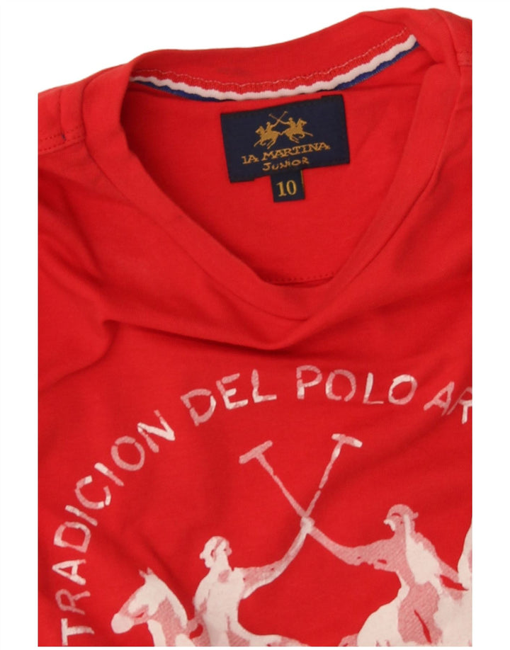 Chłopięcy T-shirt z grafiką La Martina, 9-10 lat, czerwony
