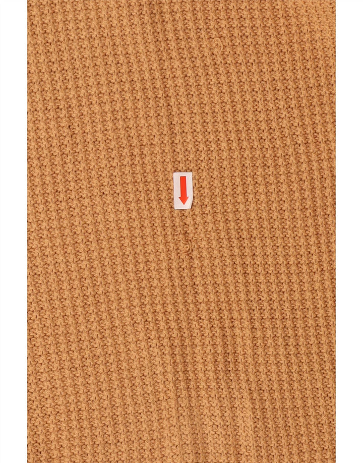 Sweter damski VINTAGE z dekoltem w kształcie litery V, UK 10, mały, brązowy, geometryczny