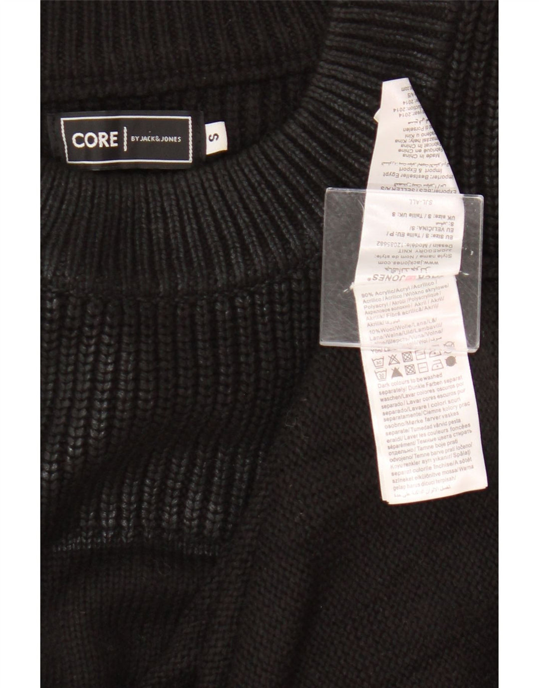 Męski sweter z okrągłym dekoltem Jack & Jones, mały, czarny akryl