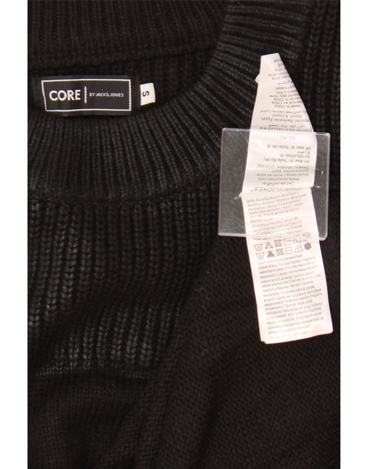 Męski sweter z okrągłym dekoltem Jack & Jones, mały, czarny akryl