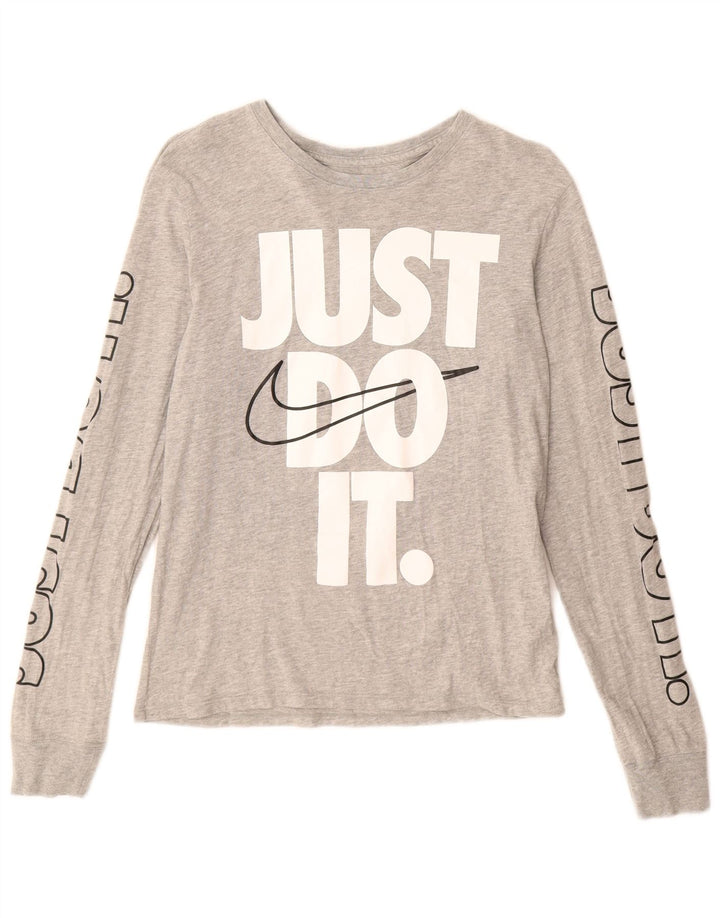 Damska koszulka Nike Athletic Cut Graphic z długim rękawem, UK 10, mała, szara nakrapiana