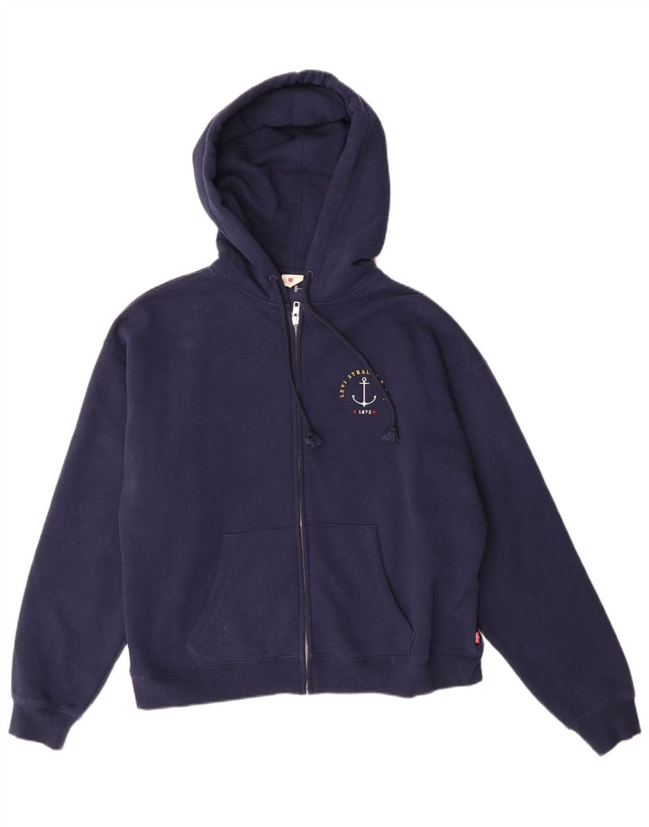 Damski sweter oversize z kapturem i zamkiem błyskawicznym LEVI'S UK 10, mały, granatowy
