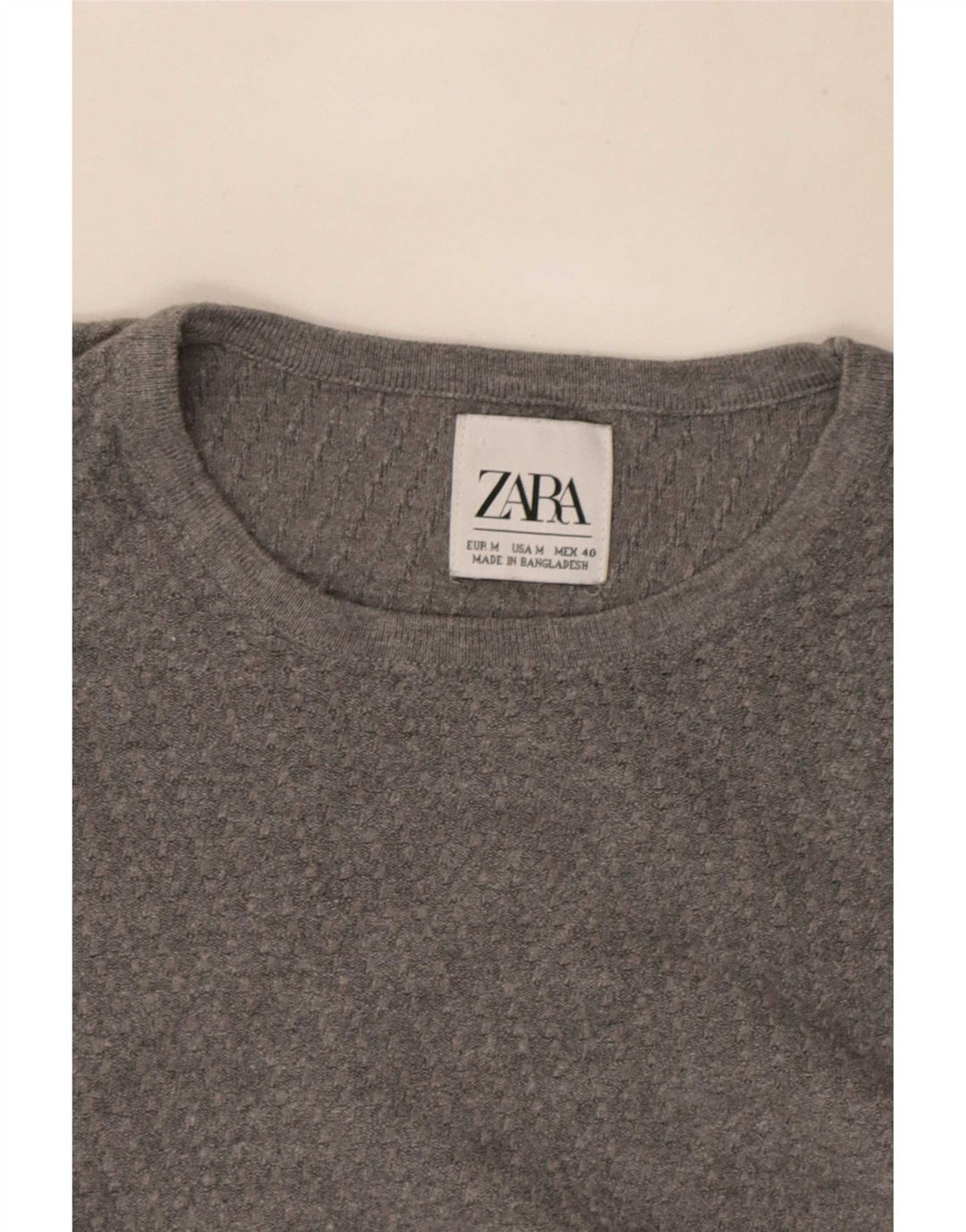 Męski sweter z okrągłym dekoltem Zara, średnio szary