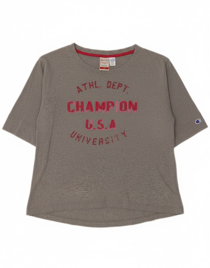 Damska koszulka Champion Heritage Fit Graphic z rękawem 3/4, UK 14, średnia szarość