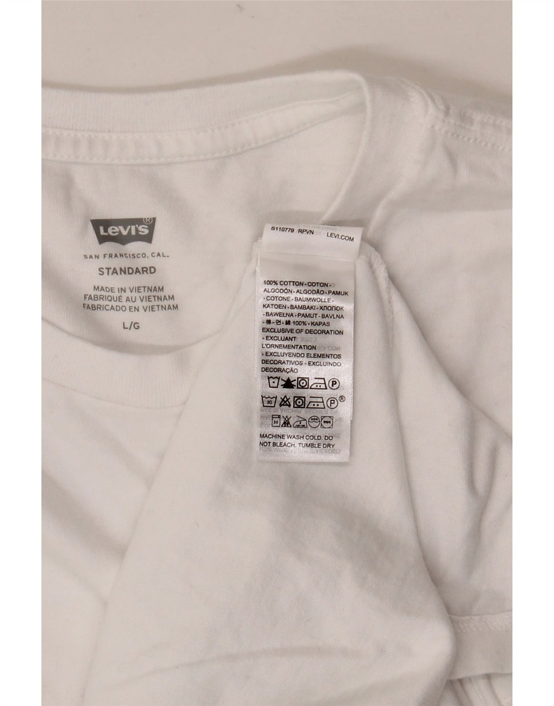 Męski standardowy T-shirt Levi's, duży, biały, bawełniany