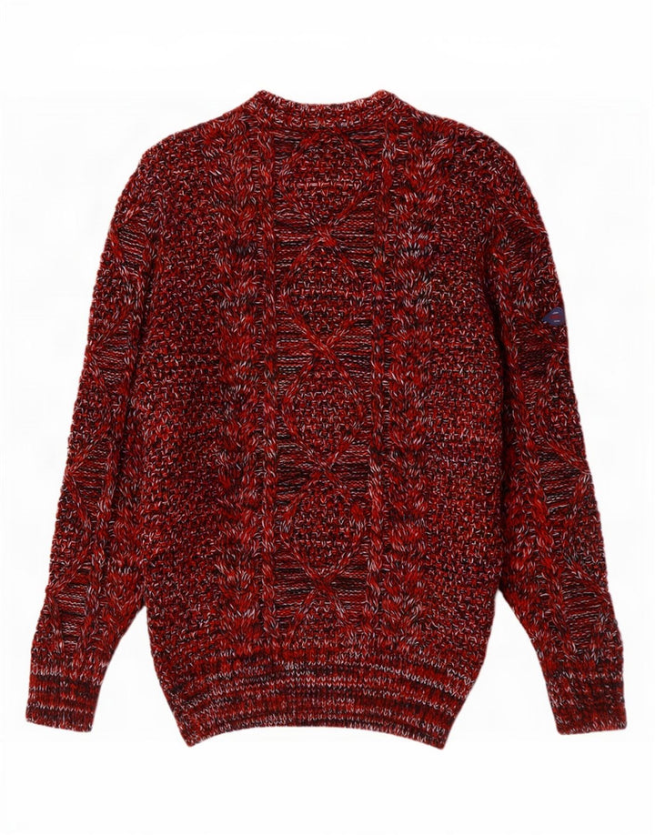 Męski sweter Superdry z dekoltem w łódkę, średni czerwony, nakrapiany akryl