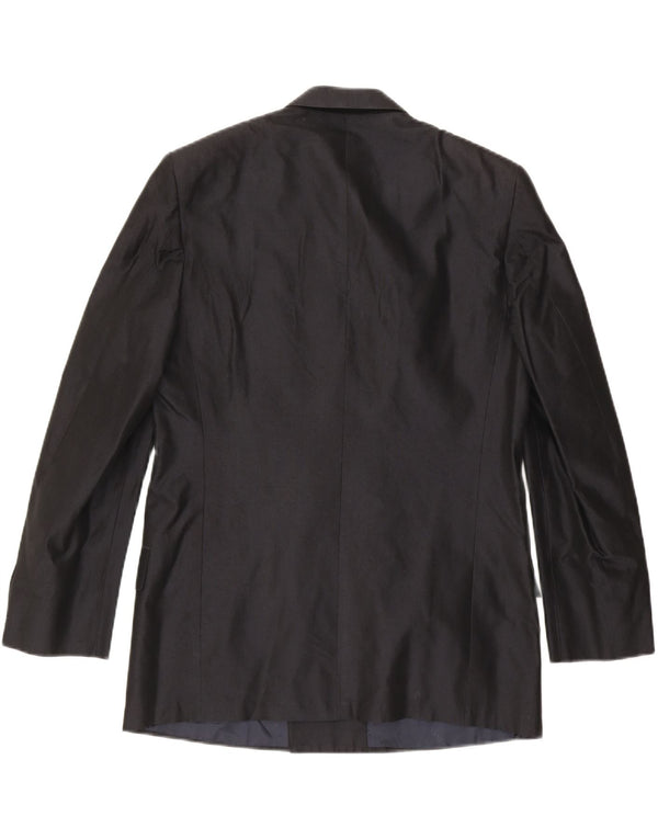 UNGARO Mens Double Breasted Blazer Jacket IT 50 Large Black Silk