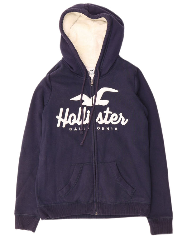 Męski sweter z kapturem Hollister Graphic Sherpa, XS, granatowy, bawełniany