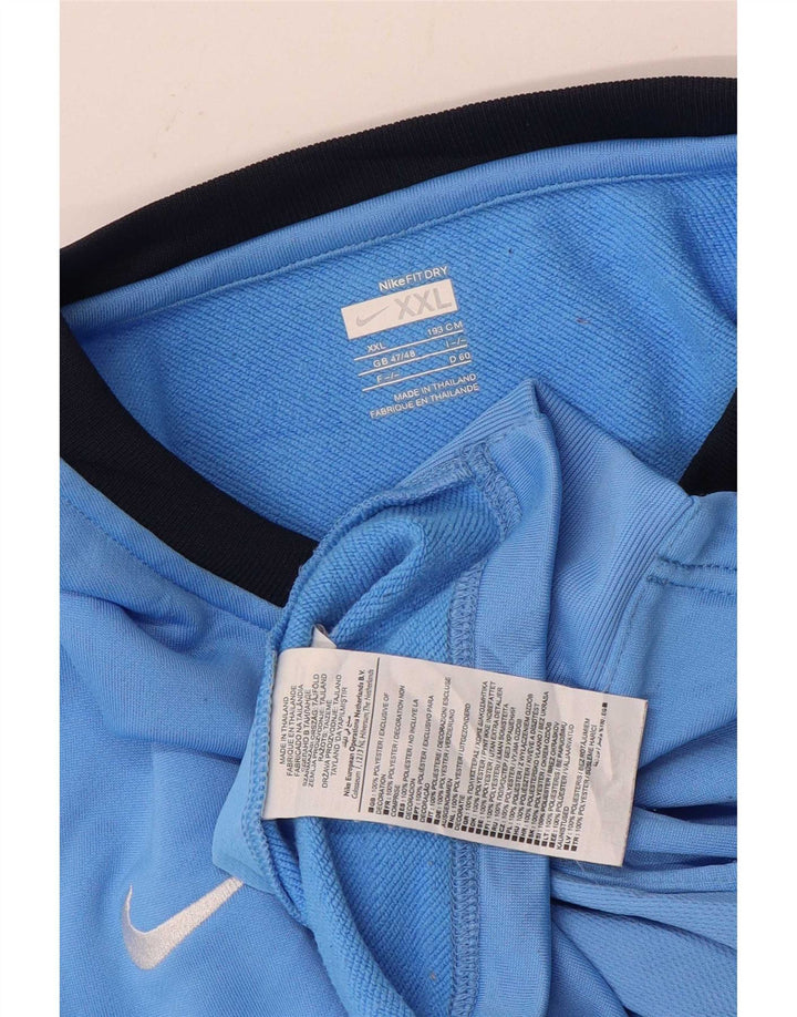 Męska koszulka Nike z długim rękawem, UK 47/48 2XL, niebieski poliester z blokami kolorów