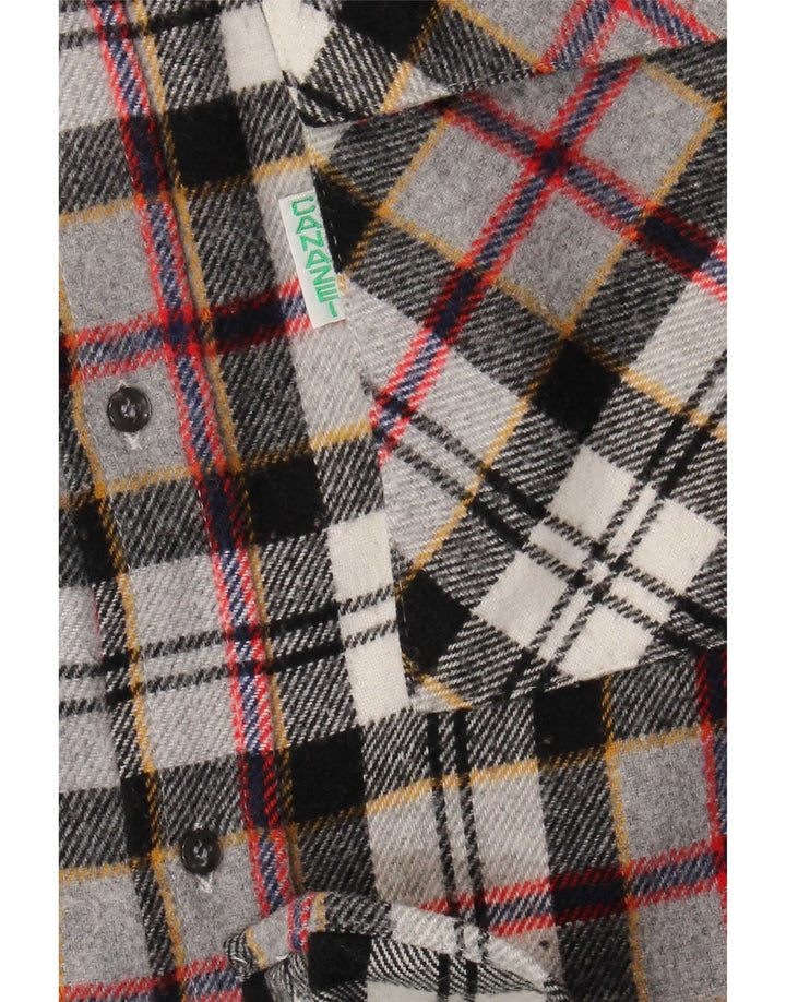 Męska koszula flanelowa w stylu vintage, duża, szara krata