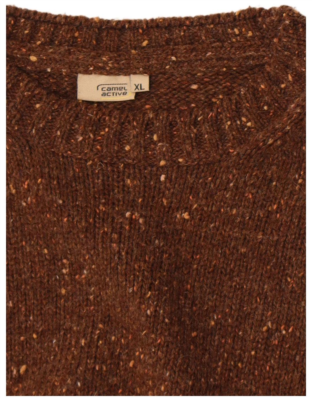 Sweter męski Camel Active z okrągłym dekoltem XL, brązowy, nakrapiany