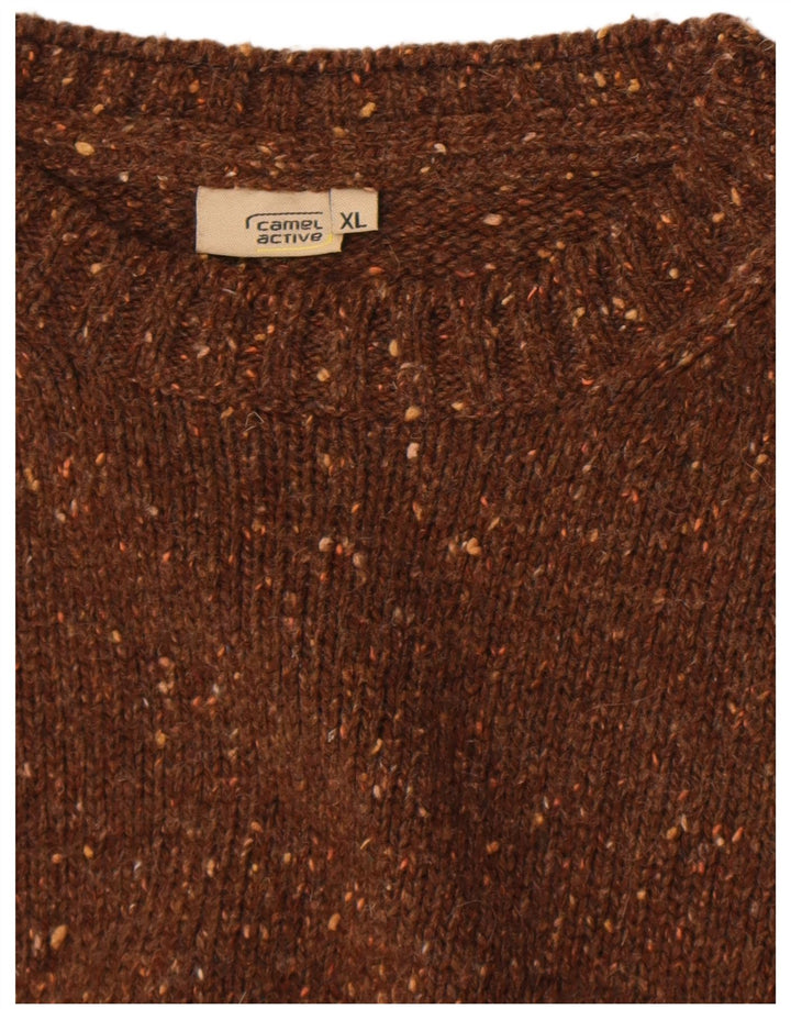 Sweter męski Camel Active z okrągłym dekoltem XL, brązowy, nakrapiany
