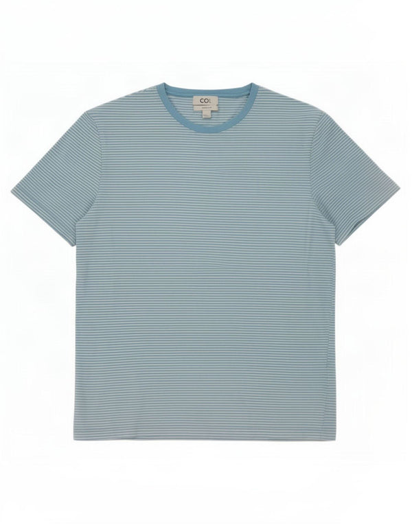Cos Męski t-shirt o regularnym kroju, bawełniany w średnie niebieskie prążki