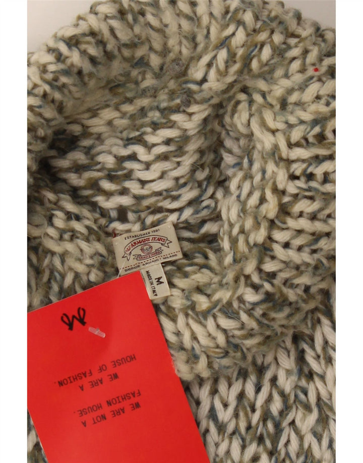 Damski sweter z wywijanym dekoltem Armani Jeans UK 14 Średni szary nakrapiany