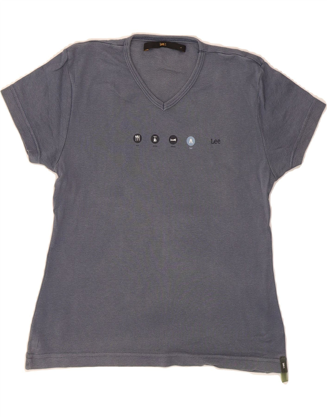 LEE Womens T-Shirt Top UK 14 Large Blue Vintage Lee and Second-Hand Lee from Messina Hembry 