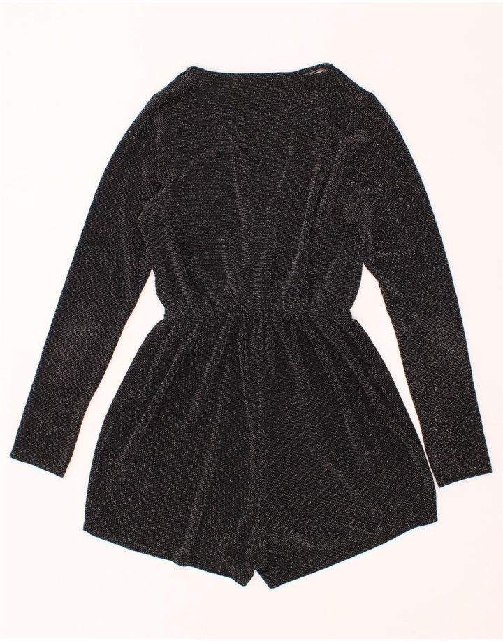 VINTAGE Womens Long Sleeve Playsuit UK 4 XS  Black Polyester Vintage Vintage and Second-Hand Vintage from Messina Hembry 