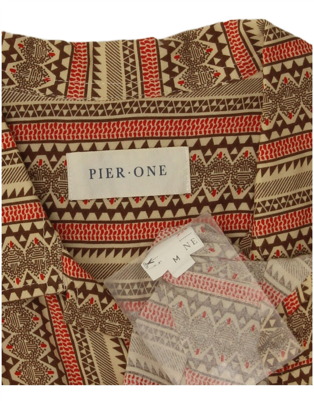 Męska koszula z krótkim rękawem Pier One, średnie khaki, w paski