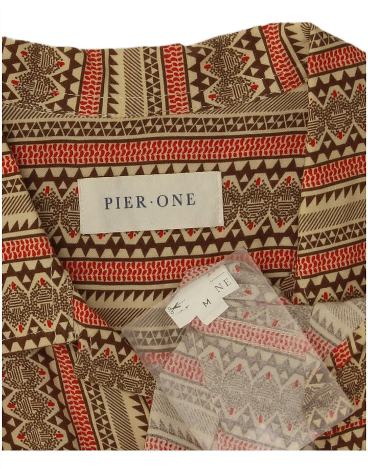 Męska koszula z krótkim rękawem Pier One, średnie khaki, w paski