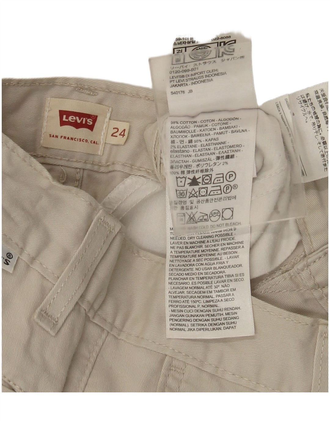 Damskie spodenki chino Levi's W24 XS beżowa bawełna