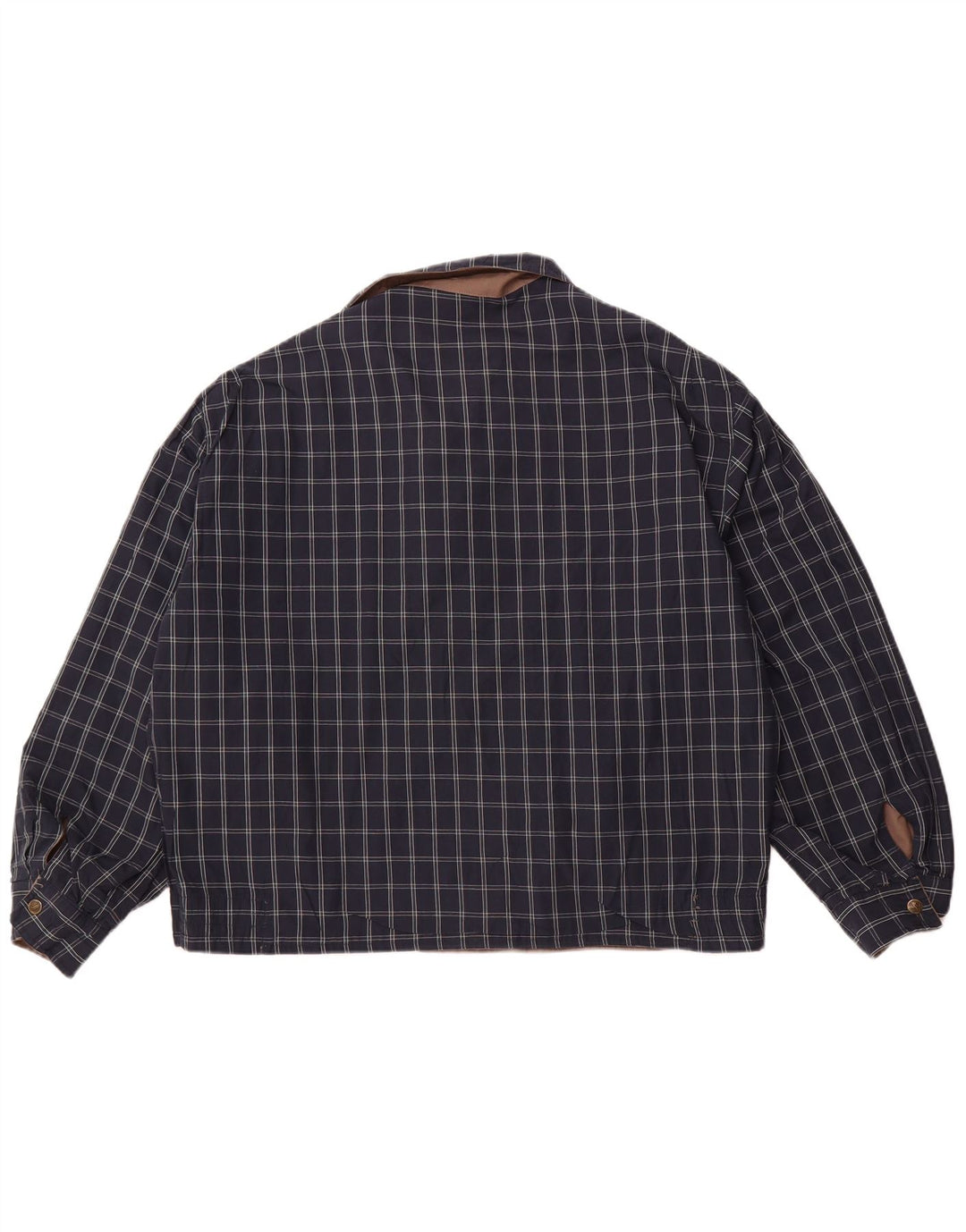 Męska dwustronna kurtka VINTAGE UK 40, duża, brązowa, poliester w kratę