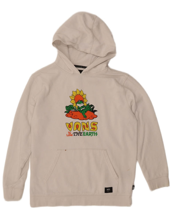VANS Womens Graphic Hoodie Jumper UK 18 XL White Cotton