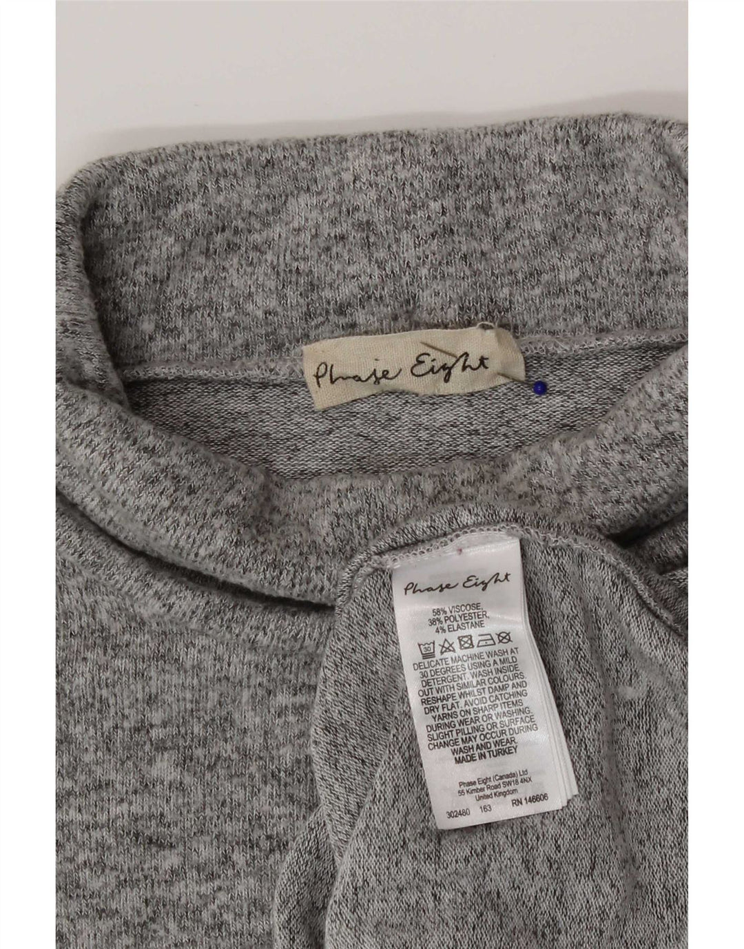 Damski sweter z golfem Phase Eight UK 18 XL, szara wiskoza