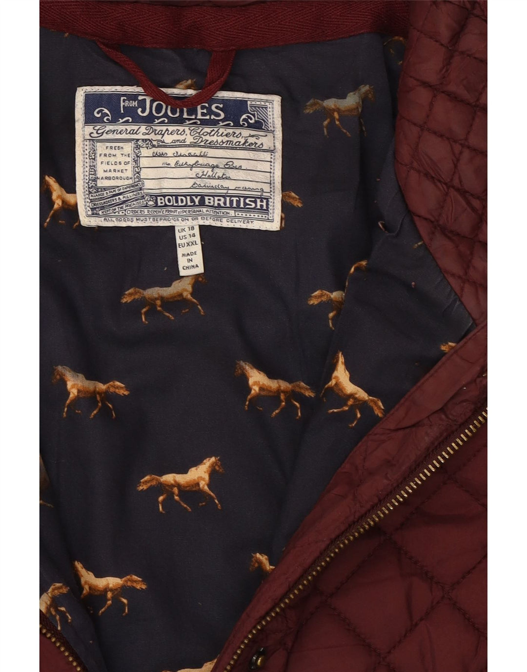 JOULES Womens Quilted Jacket UK 18 XL  Burgundy Polyamide