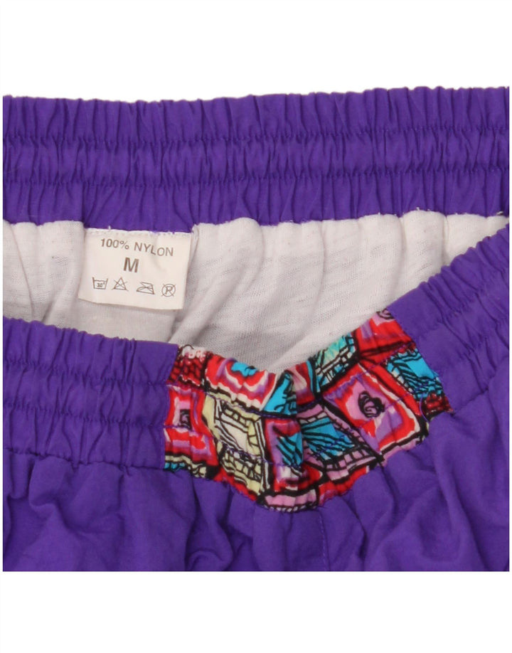 Damskie spodnie dresowe VINTAGE Joggers UK 14 Średni fioletowy geometryczny