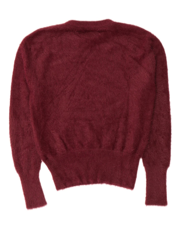 Sweter damski Zara z okrągłym dekoltem UK 14, średni bordowy nylon