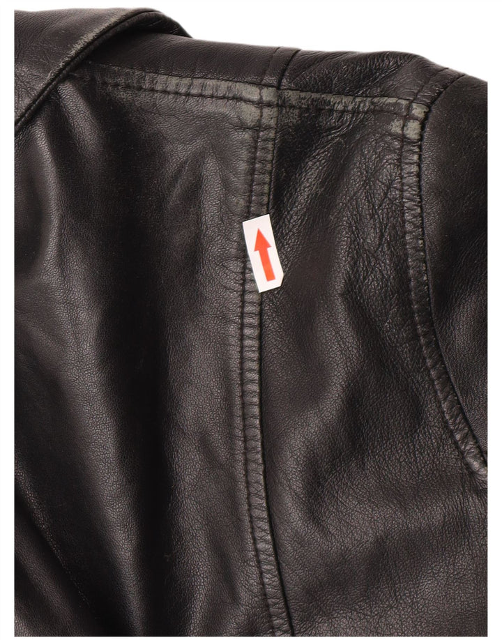 Vintage damski płaszcz skórzany UK 12 średni czarny