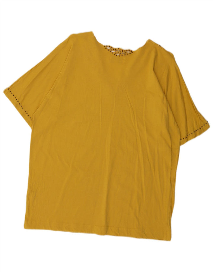 Bluzka damska Vintage Top UK 16, duża, żółta bawełna