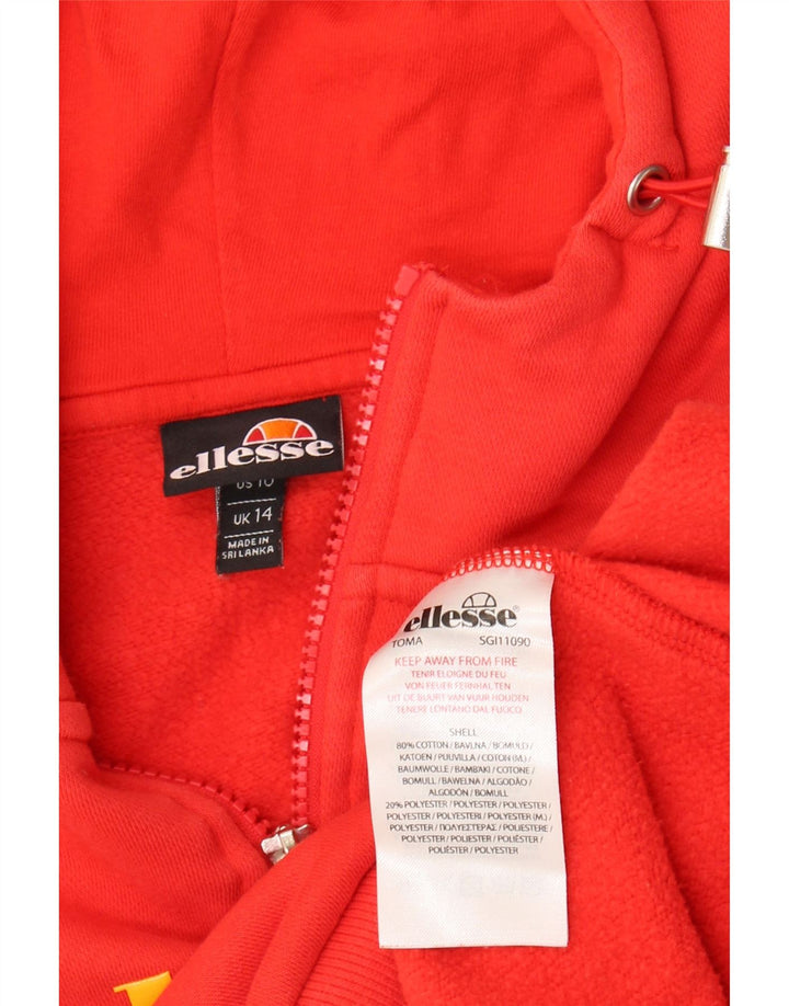 ELLESSE Womens Oversized Crop Graphic Hoodie Jumper UK 14 Medium  Red