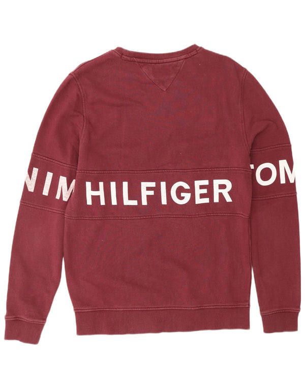 Męska bluza z grafiką TOMMY HILFIGER, średnia, bordowa bawełna