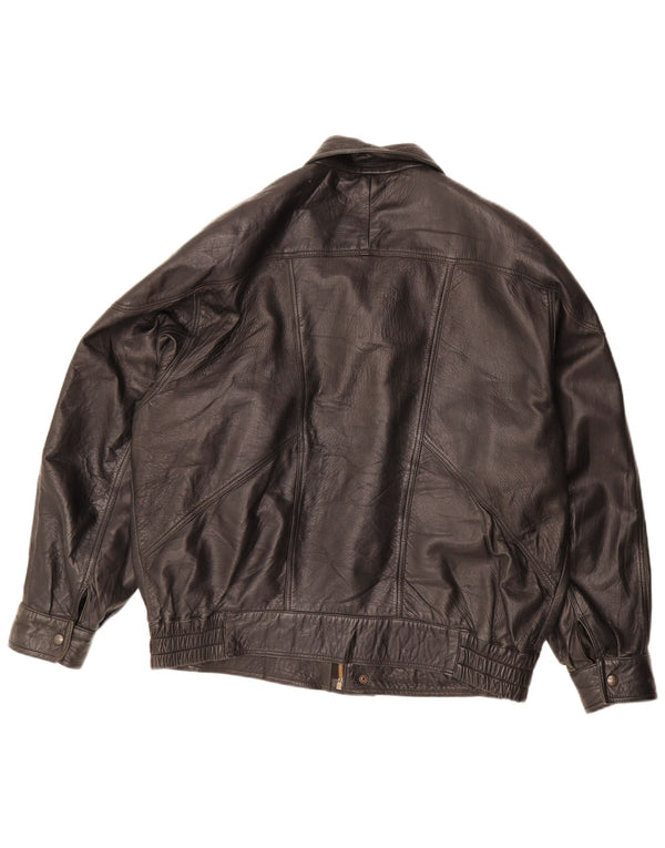 Vintage Mens Leather Jacket UK 42 XL Black Leather