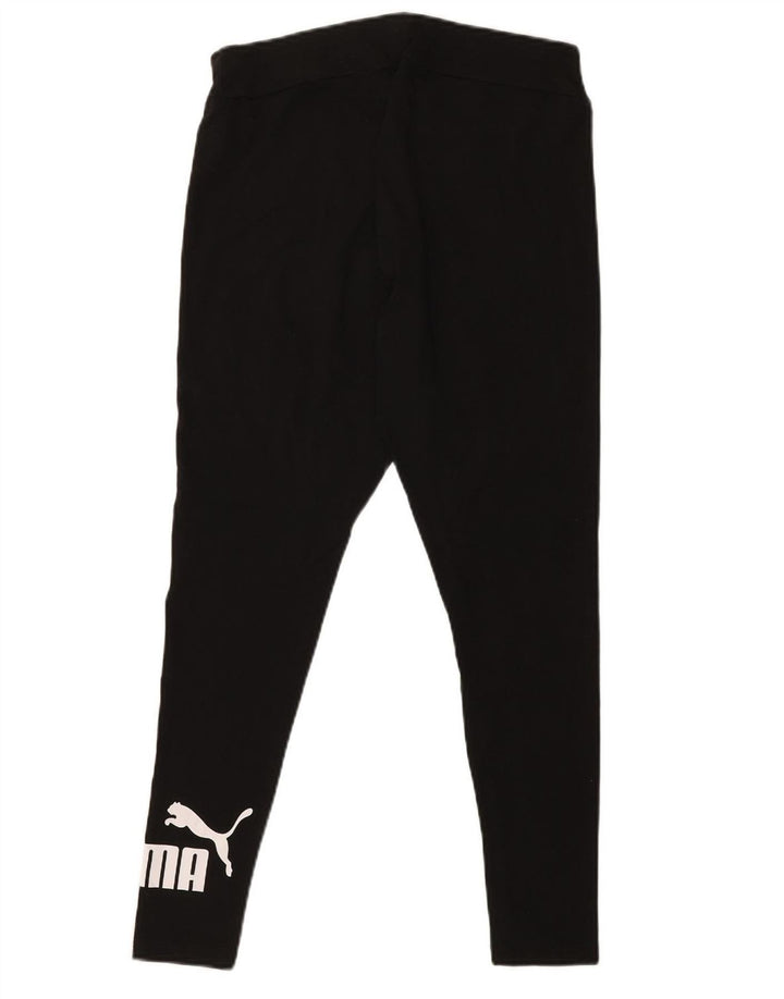 PUMA Womens Graphic Leggings UK 14 Large  Black Cotton