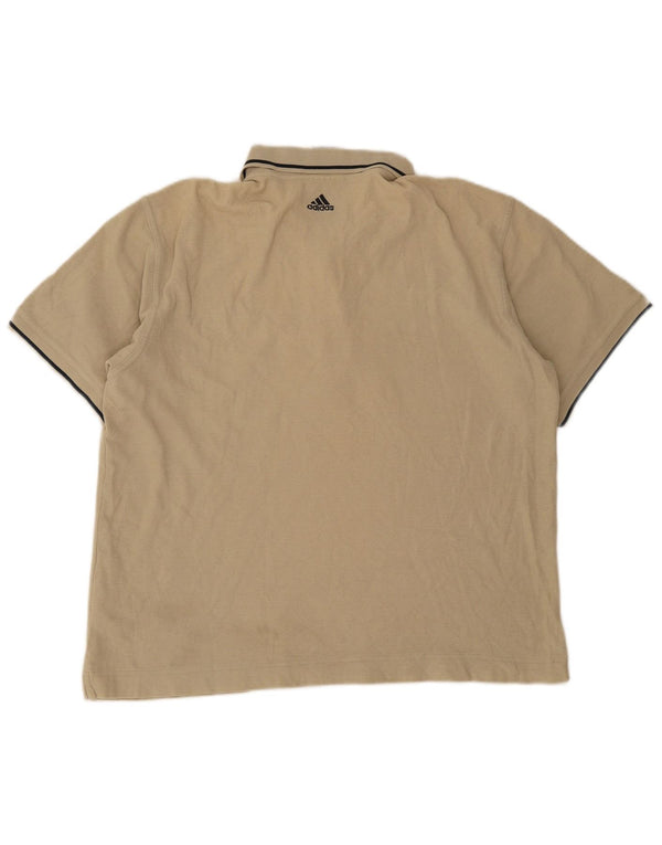 Męska koszulka polo Adidas, duża, beżowa, bawełniana w paski