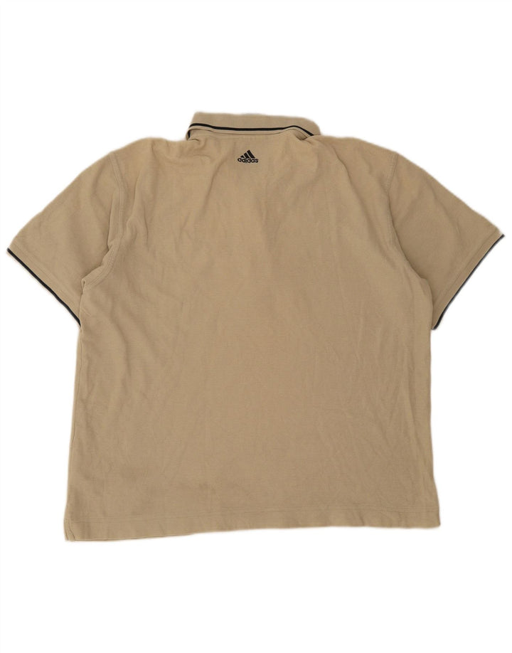 Męska koszulka polo Adidas, duża, beżowa, bawełniana w paski
