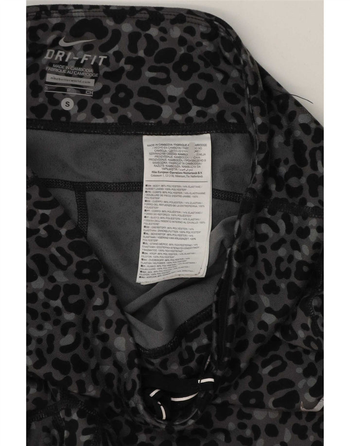 Damskie legginsy Nike Dri Fit UK 8, małe, szare, poliestrowe z nadrukiem zwierzęcym